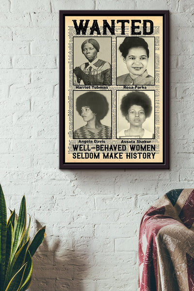 Wanted Well Behaved Women Girls Wall Decor Gift For International Women Day Home Decor Girlfriend Framed Canvas