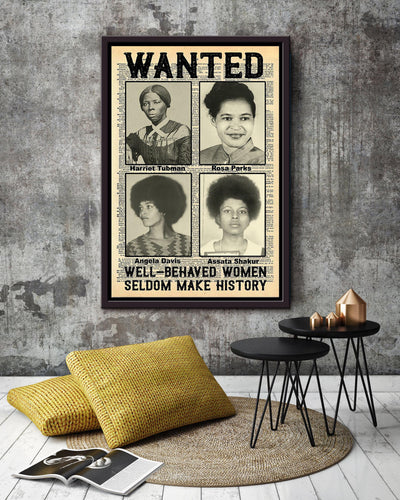 Wanted Well Behaved Women Girls Wall Decor Gift For International Women Day Home Decor Girlfriend Framed Canvas