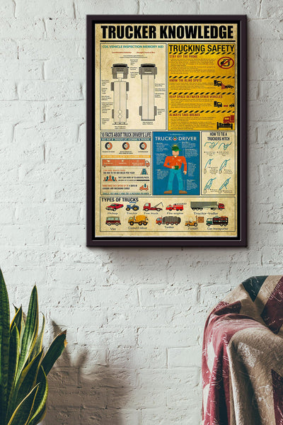 Trucker Knowledge Things You Need To Know About Truck Poster Framed Matte Canvas