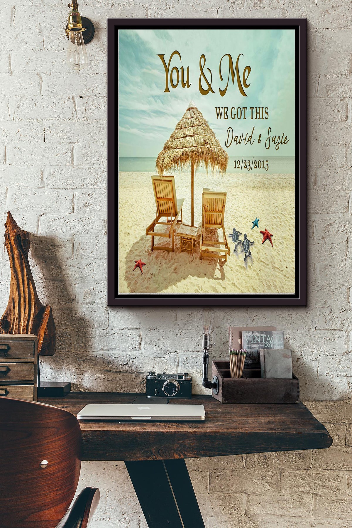 You And Me We Got This Vintage Poster - Decor Wall Art - Gift For Couple Husband Wife Lover Wedding Anniversary Housewarming Home Decor Beach Lover Framed Matte Canvas Framed Prints, Canvas