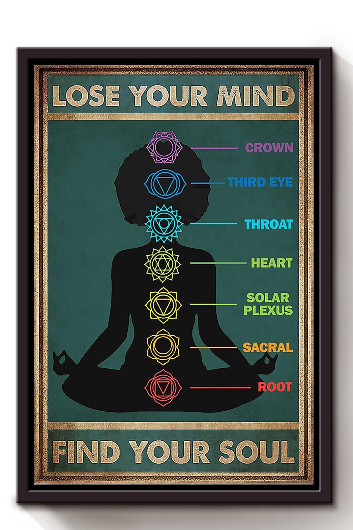 Yoga Black Woman Lose My Mind Find My Soul Wall Art For Yoga Lover Yoga Studio Decor Framed Matte Canvas Framed Prints, Canvas