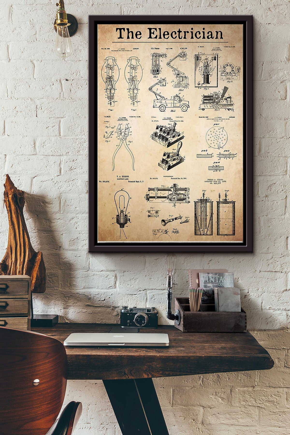 The Electrician Imagine Poster Framed Matte Canvas