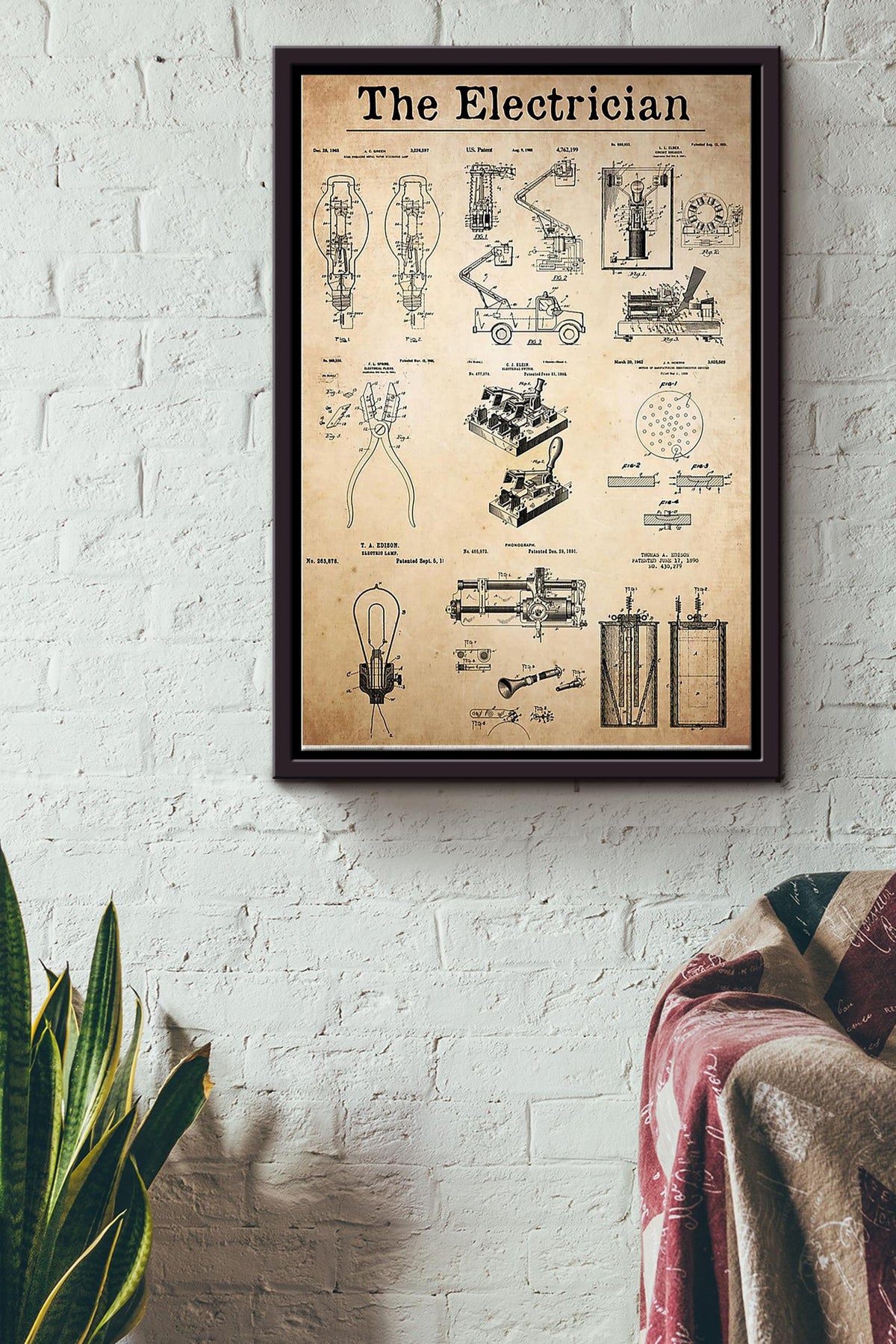 The Electrician Imagine Poster Framed Matte Canvas