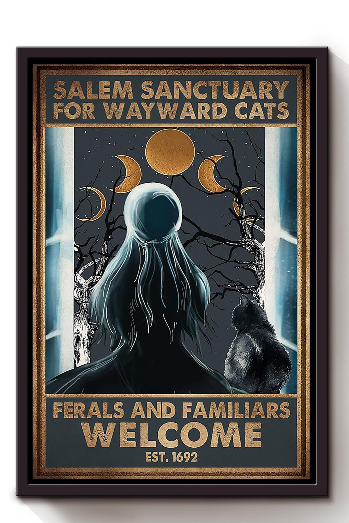 Salem Sanctuary For Waywrd Cats Halloween Wall Decor Gift For Pumpkin Carving Ideas Halloween Decorations Witch Lover Framed Canvas