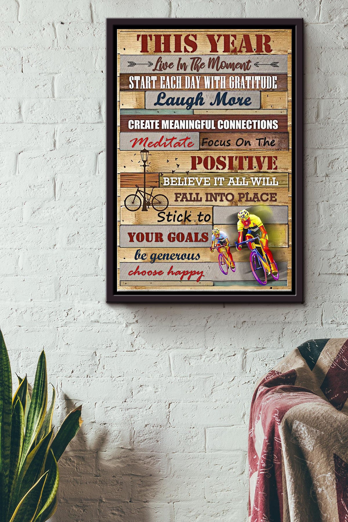 Your Goals Be Generous Choose Happy Cycling Poster Framed Matte Canvas