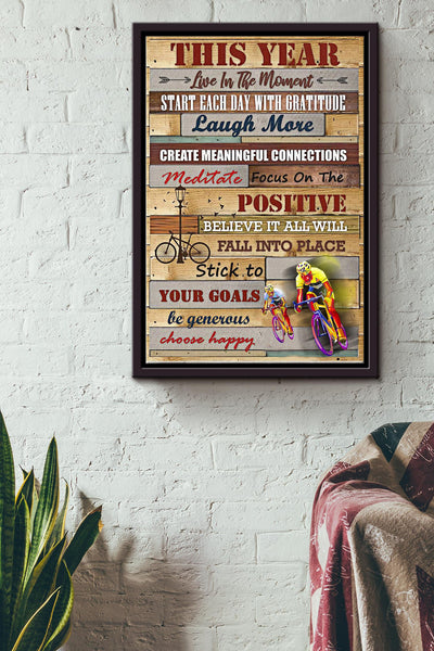 Your Goals Be Generous Choose Happy Cycling Poster Framed Matte Canvas