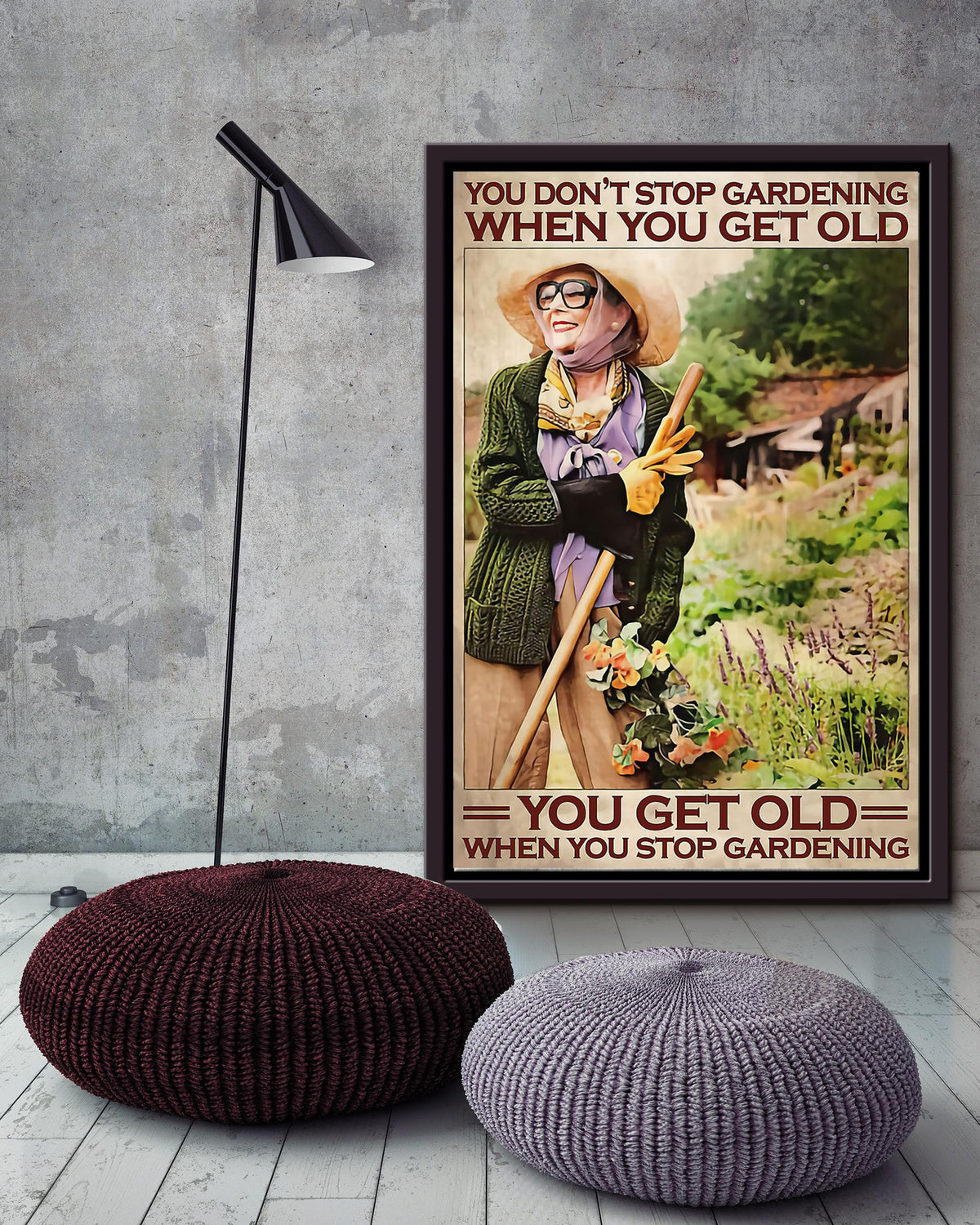 You Get Old When You Stop Gardening Motivation Quotes Wall Art Gift For Grandmother Framed Matte Canvas Framed Prints, Canvas