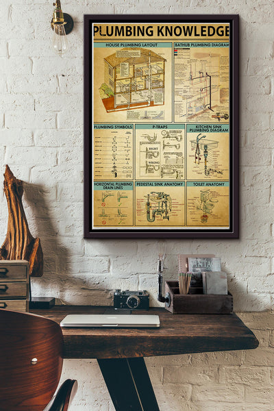 Plumbing Knowledge Poster Framed Matte Canvas