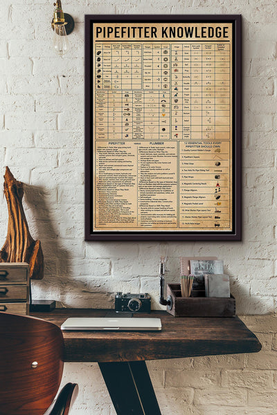 Pipefitter Knowledge Basic Information Poster - Houseware Knowledge Wall Art - Gift For Engineer Houseware Repair Shop Inventor Framed Matte Canvas Framed Prints, Canvas