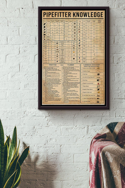 Pipefitter Knowledge Basic Information Poster - Houseware Knowledge Wall Art - Gift For Engineer Houseware Repair Shop Inventor Framed Matte Canvas Framed Prints, Canvas