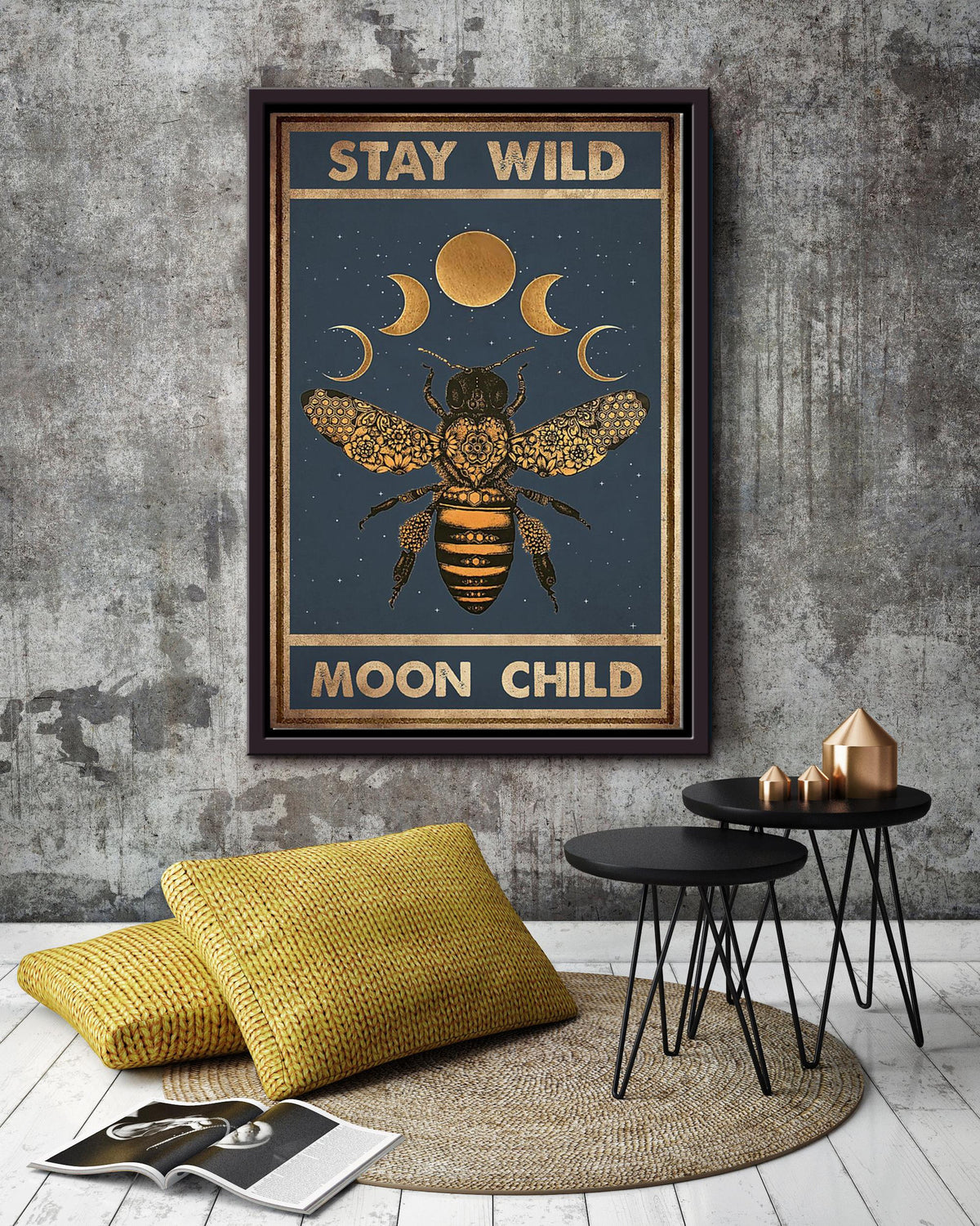 Stay Wild Moon Child Keep Calming Quote Wall Art Gift For Yoga Girl Meditation Lover 08 Framed Canvas Framed Prints, Canvas