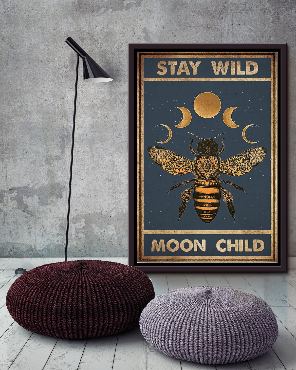 Stay Wild Moon Child Keep Calming Quote Wall Art Gift For Yoga Girl Meditation Lover 08 Framed Canvas Framed Prints, Canvas