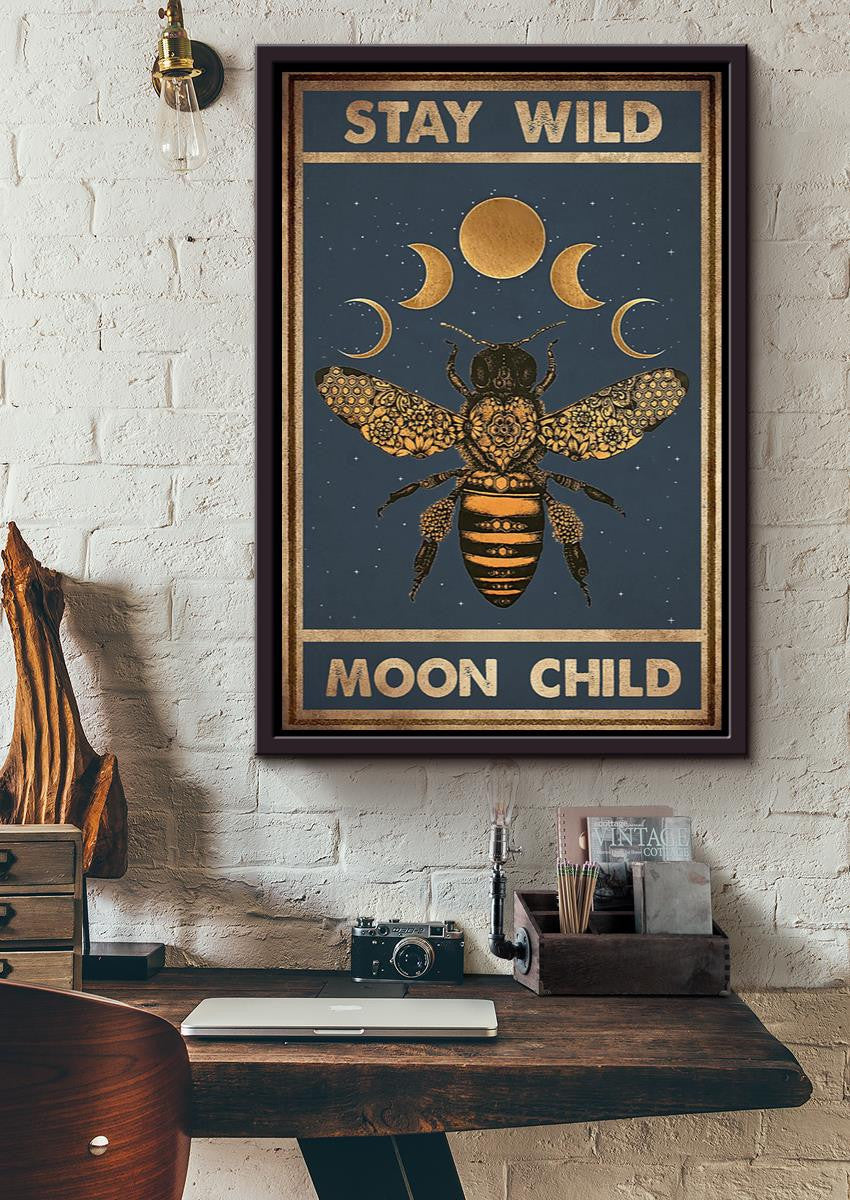 Stay Wild Moon Child Keep Calming Quote Wall Art Gift For Yoga Girl Meditation Lover 08 Framed Canvas Framed Prints, Canvas