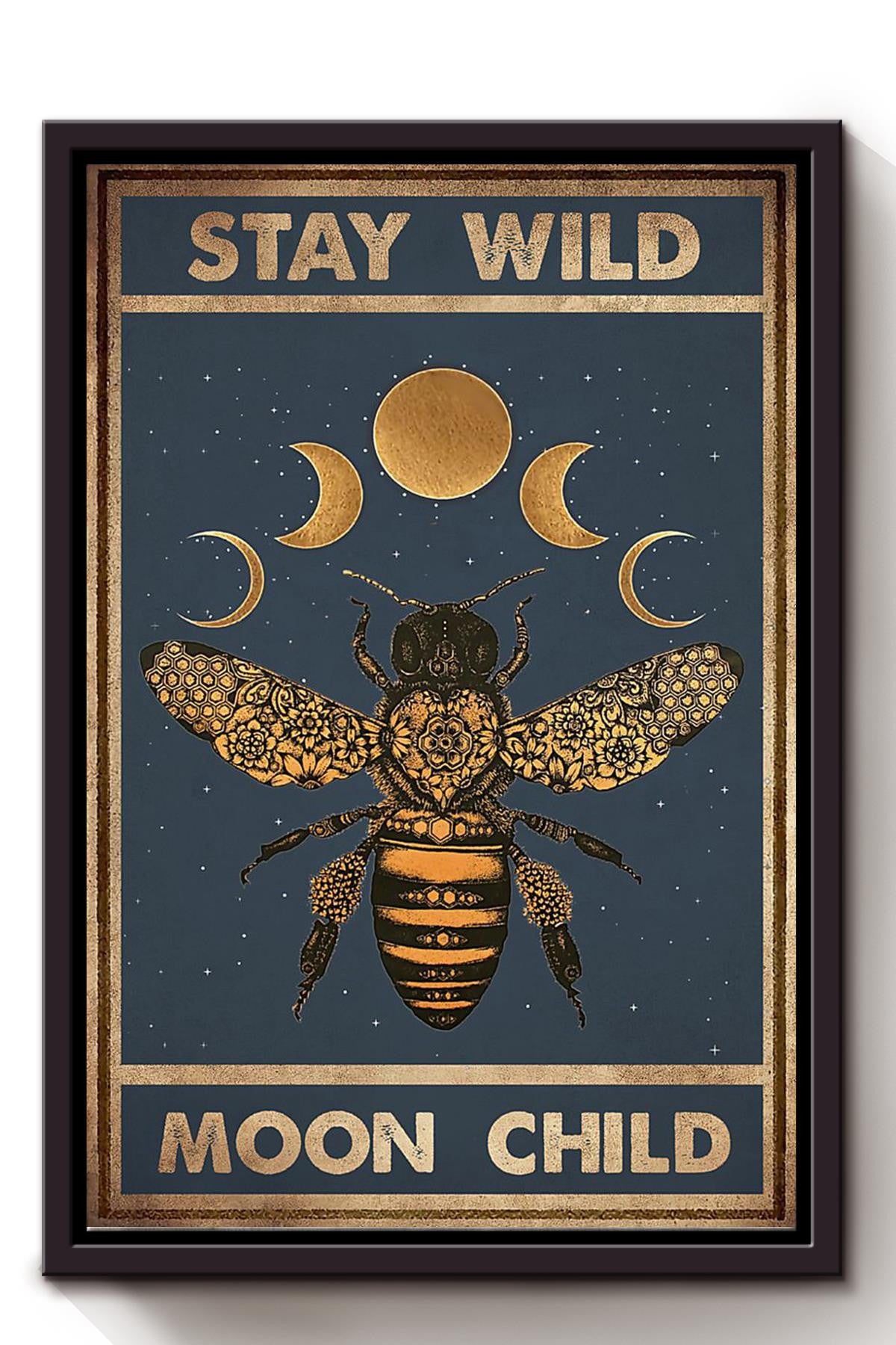 Stay Wild Moon Child Keep Calming Quote Wall Art Gift For Yoga Girl Meditation Lover 08 Framed Canvas Framed Prints, Canvas