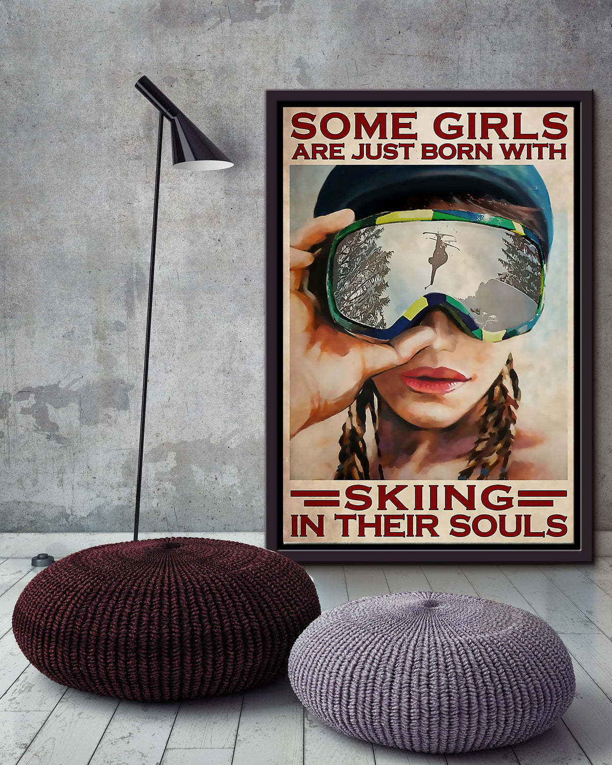 Some Girls Are Just Born With Skiing In Their Souls For Skier Birthday Gift Home Decor Framed Matte Canvas