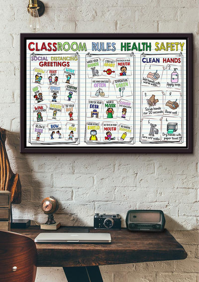 Rules Health Safety Teacher Wall Decor Gift For Students Children