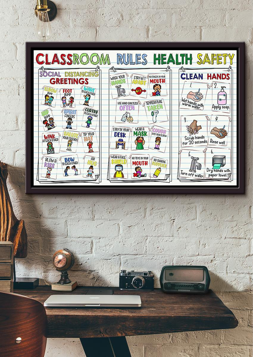 Rules Health Safety Teacher Wall Decor Gift For Students Children