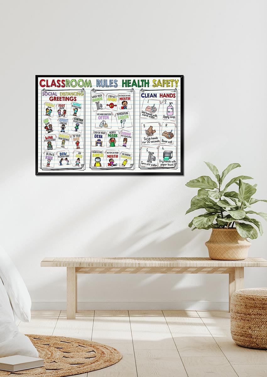Rules Health Safety Teacher Wall Decor Gift For Students Children