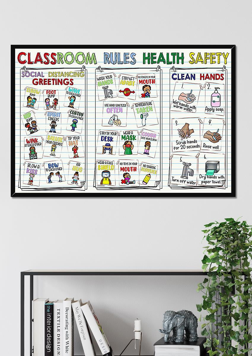Rules Health Safety Teacher Wall Decor Gift For Students Children