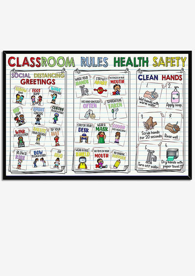Rules Health Safety Teacher Wall Decor Gift For Students Children