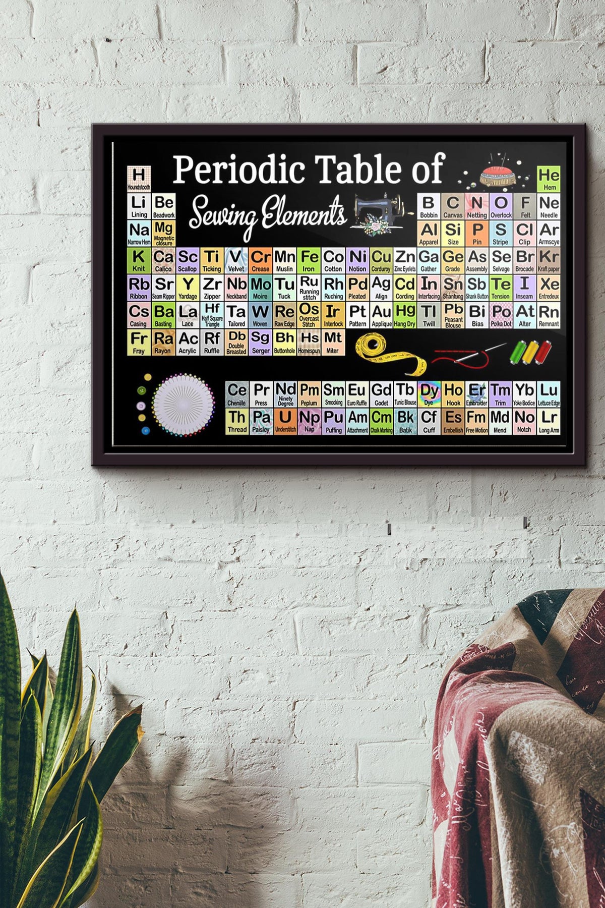 Periodic Table Of Sewing Element Poster n Framed Matte Canvas