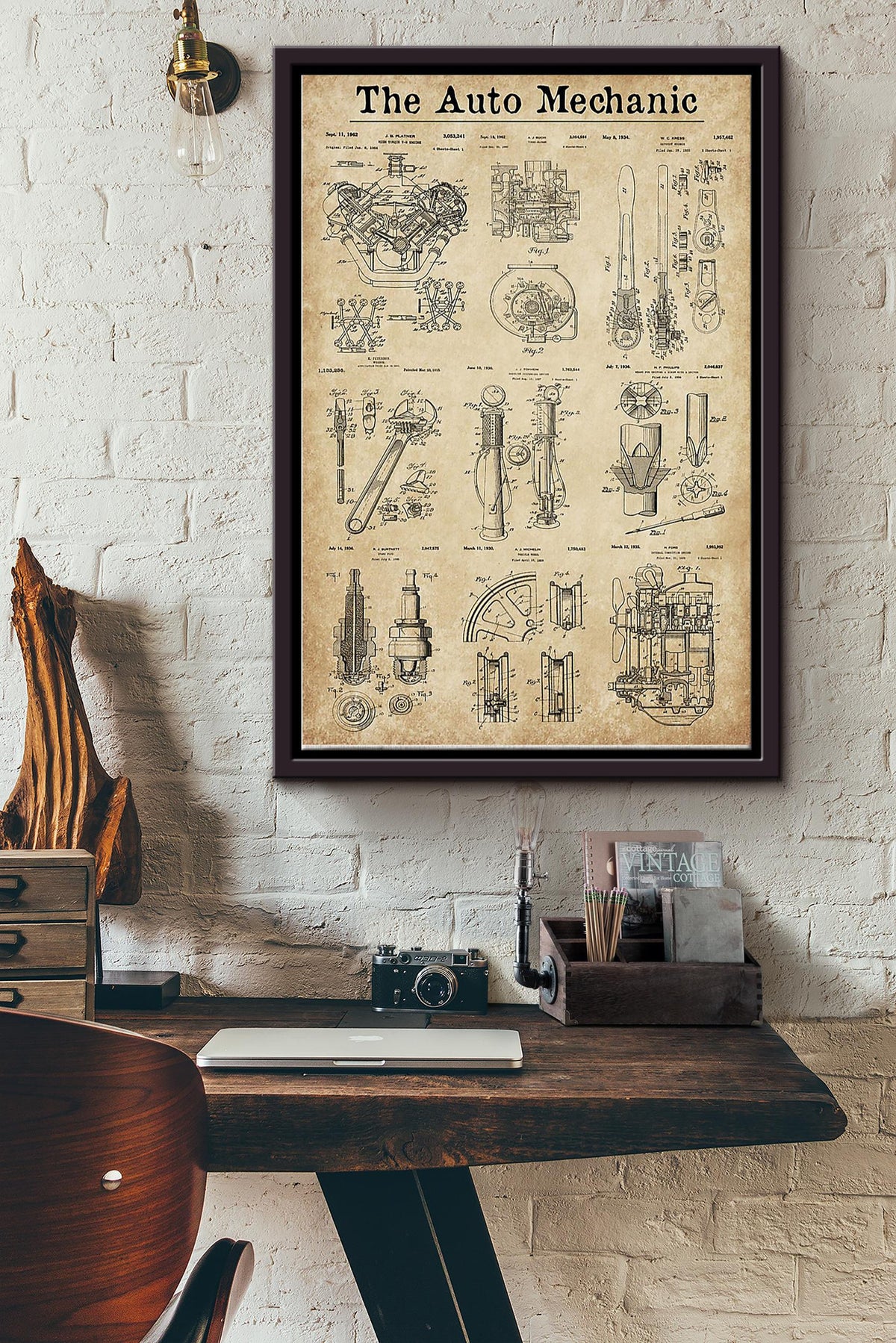 The Auto Mechanic Details Poster Framed Matte Canvas