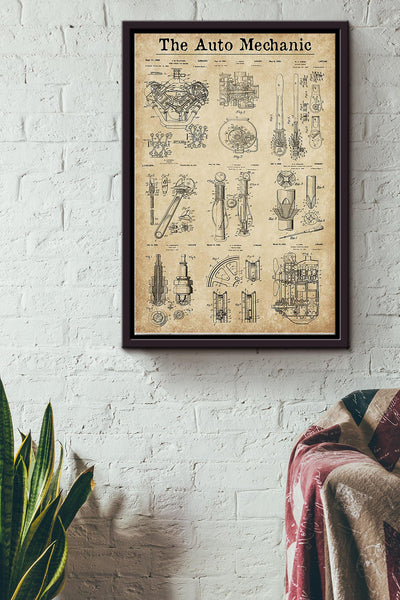 The Auto Mechanic Details Poster Framed Matte Canvas