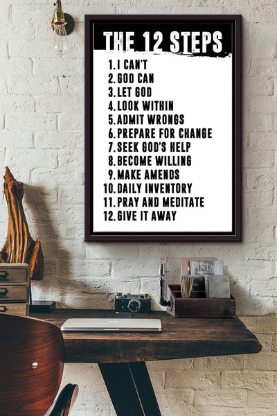 The 12 steps Mental Healthy Improve Emotion Poster Framed Matte Canvas