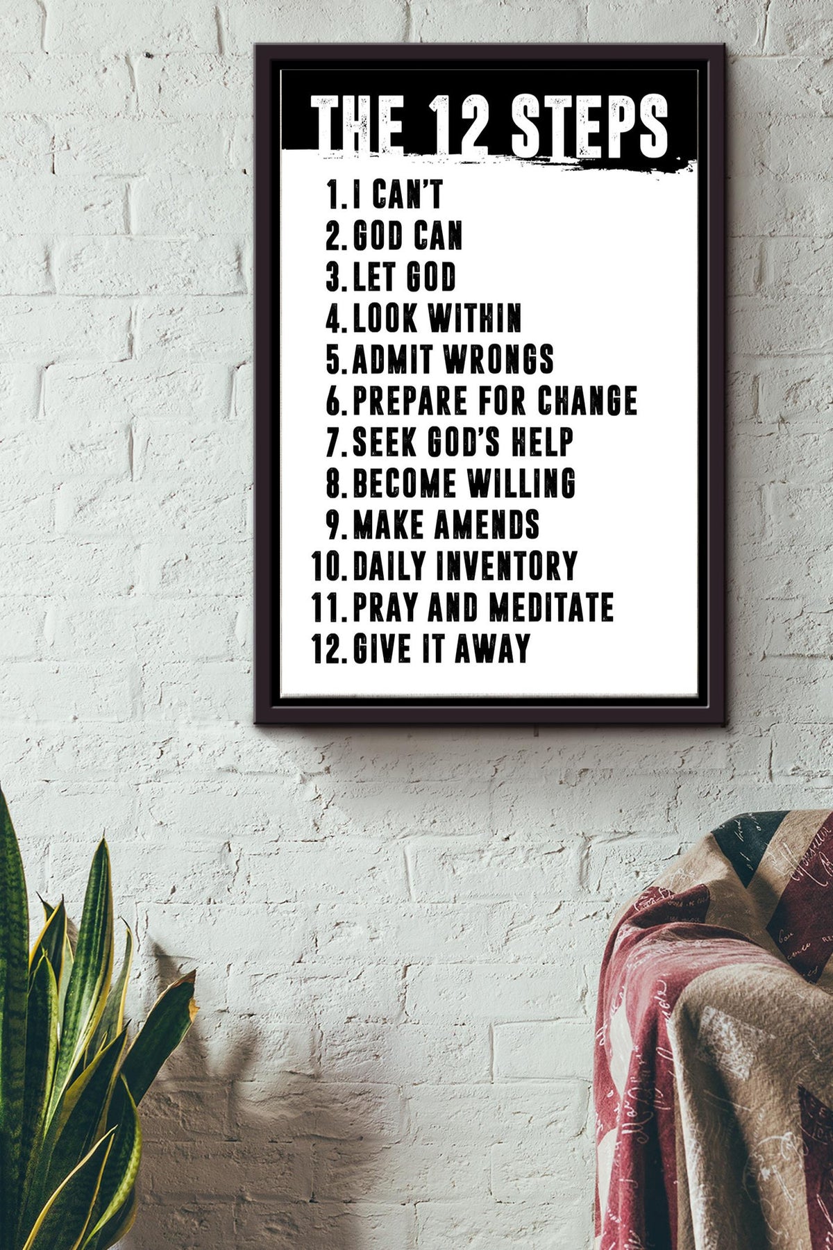 The 12 steps Mental Healthy Improve Emotion Poster Framed Matte Canvas