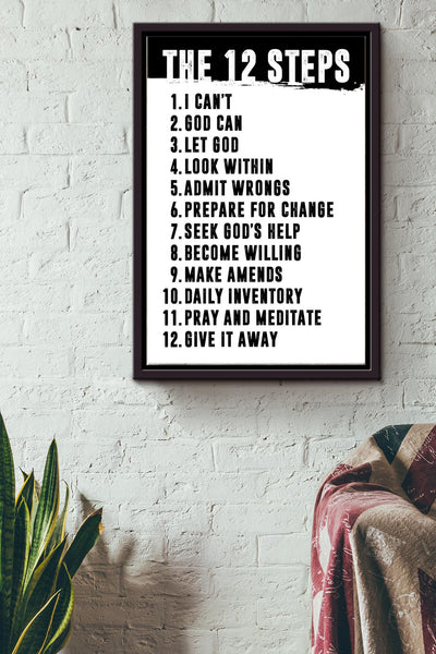 The 12 steps Mental Healthy Improve Emotion Poster Framed Matte Canvas