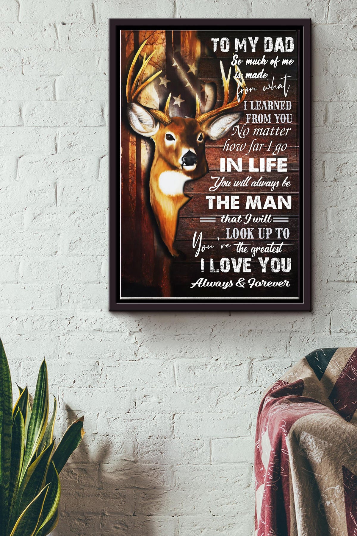 To My Dad The Man I Look Up To Poster - Fatherhood Wall Art - Gift For Father Dad Daddy Papa Father Day Dad Birthday Home Decor Livingroom Decor Framed Matte Canvas Framed Prints, Canvas