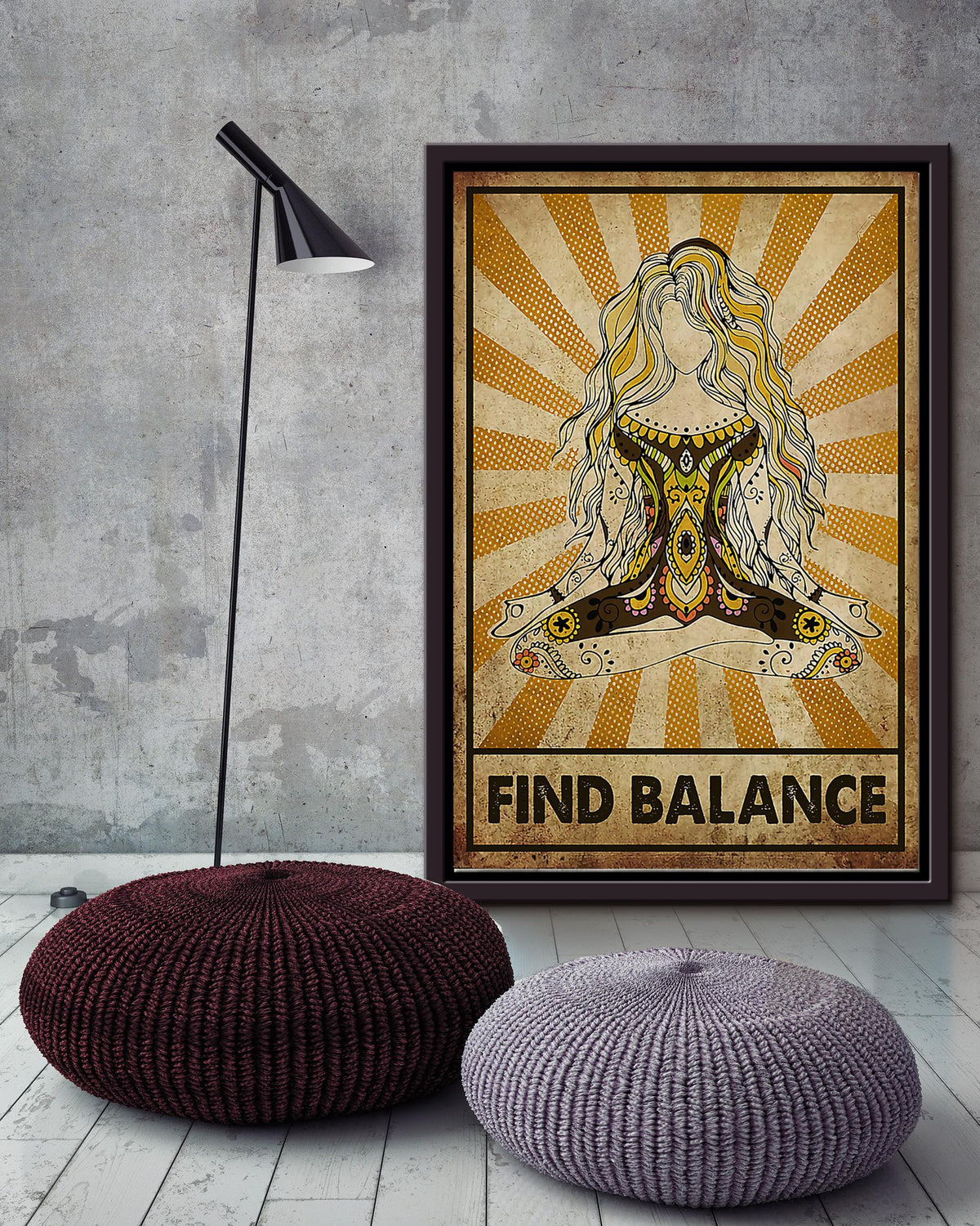 Yoga Girl Find Balance Wall Art For Yoga Lover Yoga Studio Decor Framed Matte Canvas Framed Prints, Canvas