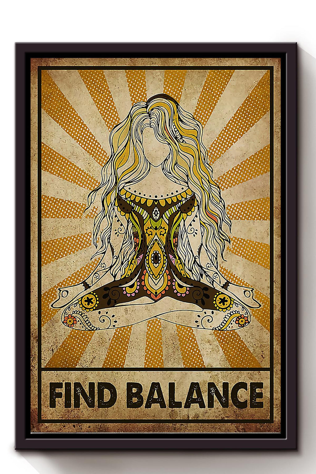 Yoga Girl Find Balance Wall Art For Yoga Lover Yoga Studio Decor Framed Matte Canvas Framed Prints, Canvas