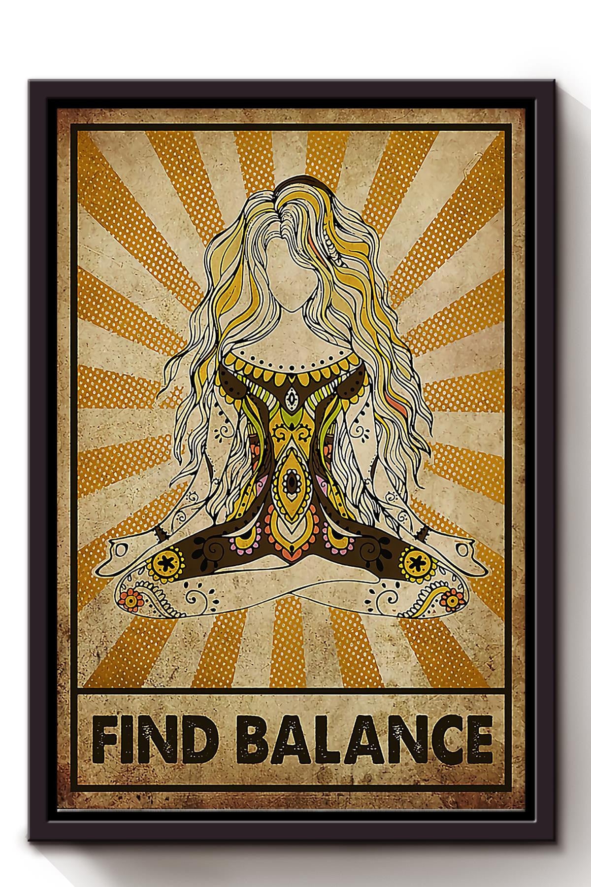 Yoga Girl Find Balance Wall Art For Yoga Lover Yoga Studio Decor Framed Matte Canvas Framed Prints, Canvas