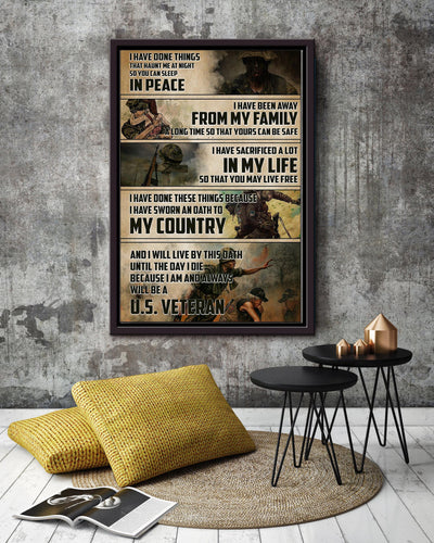 Peace For My Family My Country Us Veteran Veteran Wall Art Gift For Soldier Peace Activist Framed Canvas Framed Prints, Canvas