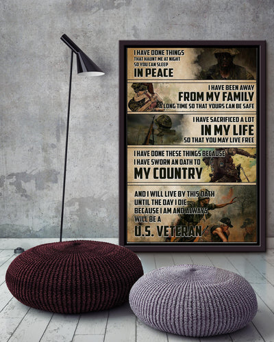 Peace For My Family My Country Us Veteran Veteran Wall Art Gift For Soldier Peace Activist Framed Canvas Framed Prints, Canvas