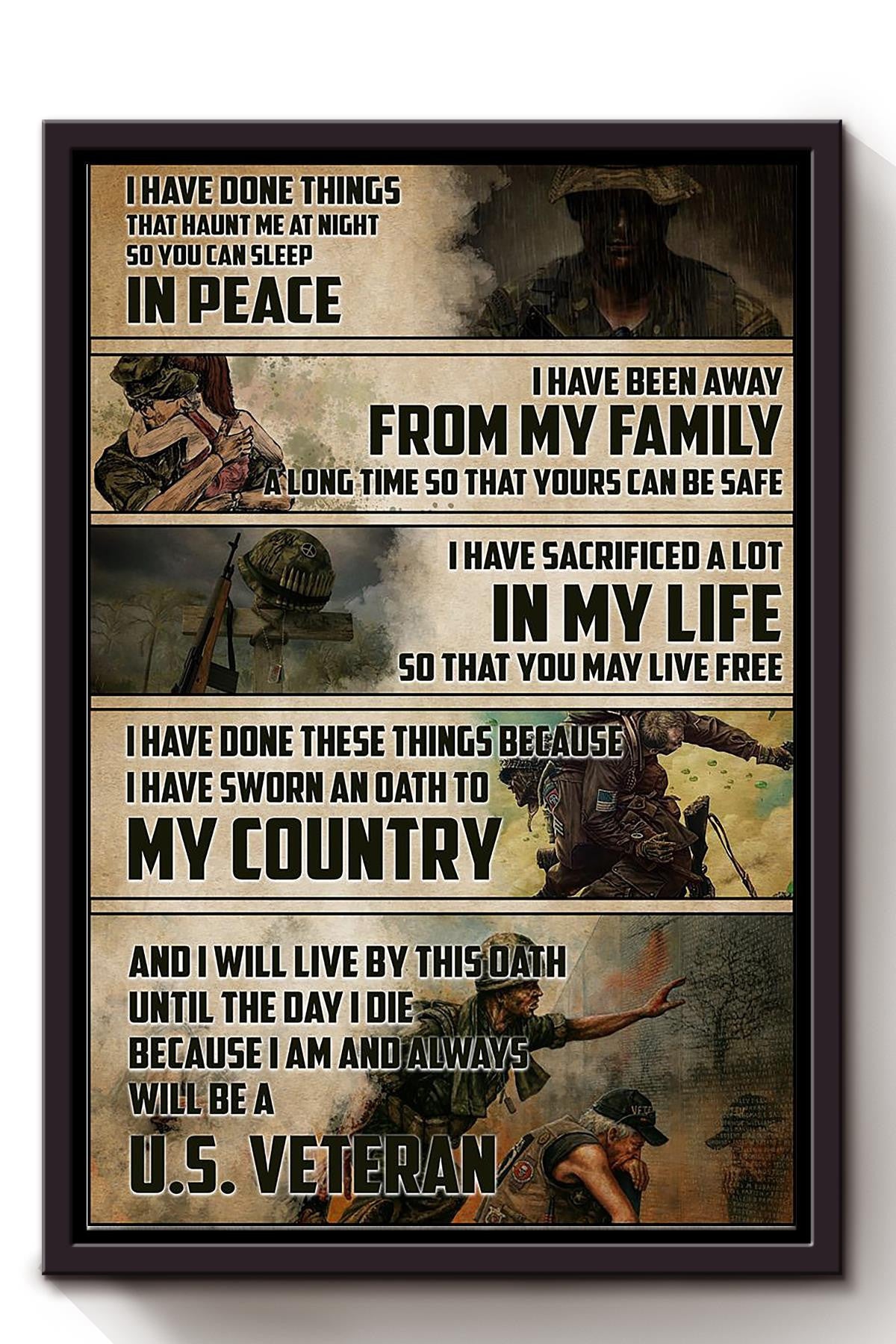 Peace For My Family My Country Us Veteran Veteran Wall Art Gift For Soldier Peace Activist Framed Canvas Framed Prints, Canvas
