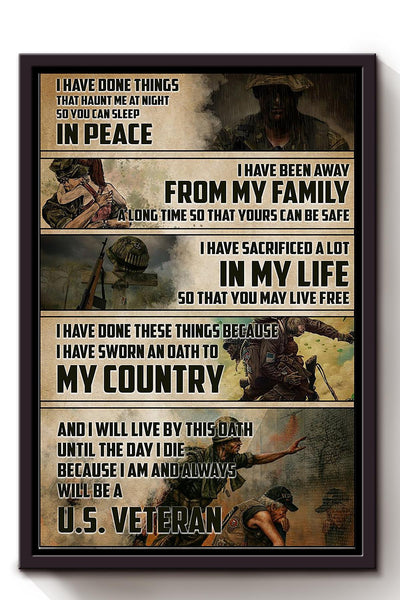 Peace For My Family My Country Us Veteran Veteran Wall Art Gift For Soldier Peace Activist Framed Canvas Framed Prints, Canvas