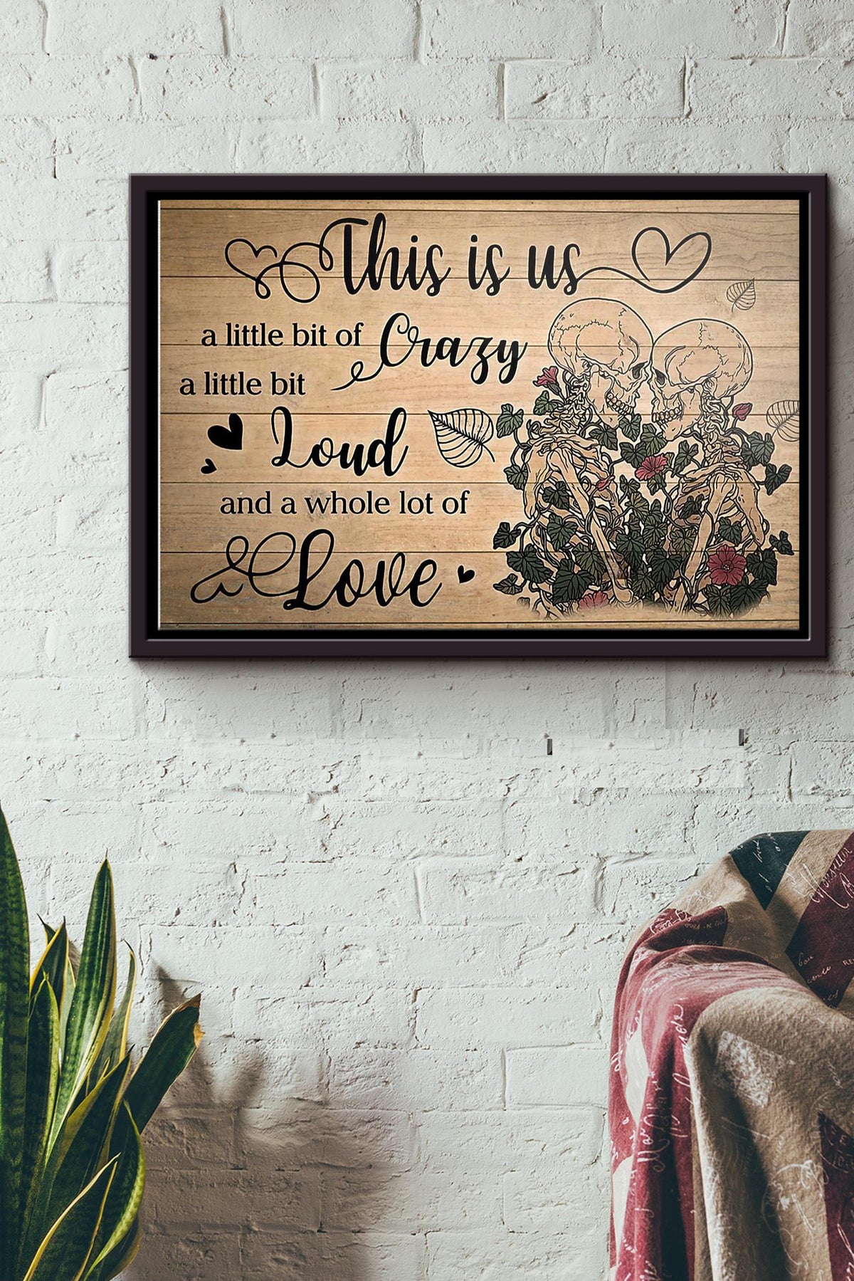 Skull This Is Us Little Bit Of Crazy Poster n Framed Matte Canvas