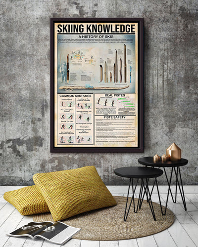 Skiing Knowledge Skiing Walll Art Gift For Scientists Framed Canvas