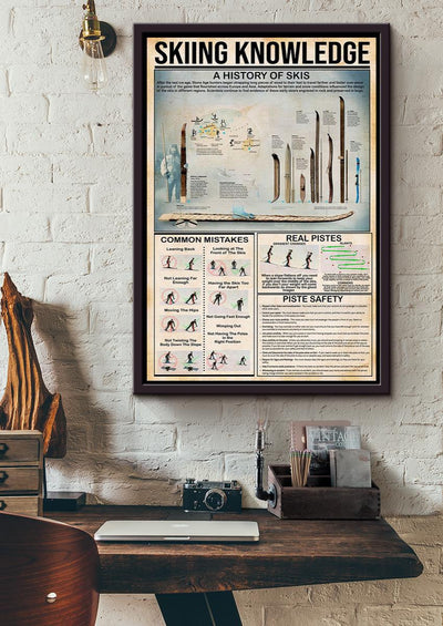 Skiing Knowledge Skiing Walll Art Gift For Scientists Framed Canvas