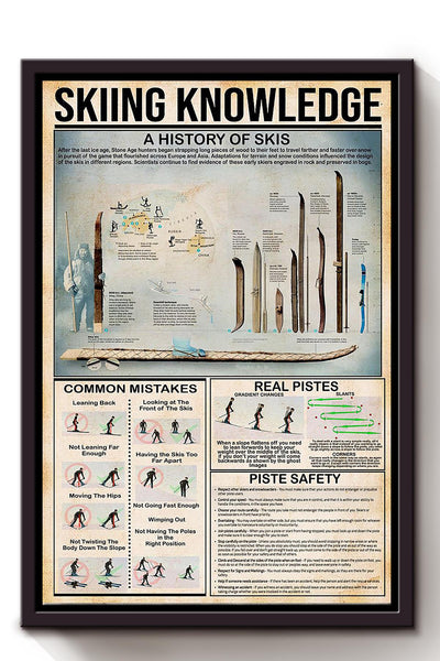 Skiing Knowledge Skiing Walll Art Gift For Scientists Framed Canvas