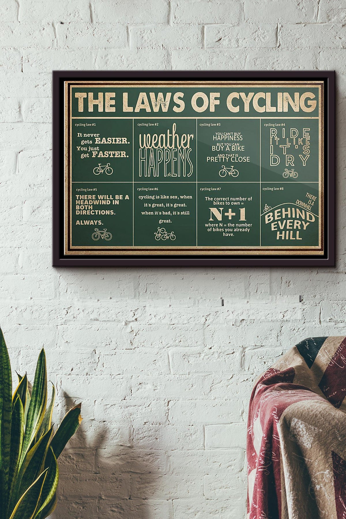 The Laws Of Cycling Poster n Framed Matte Canvas