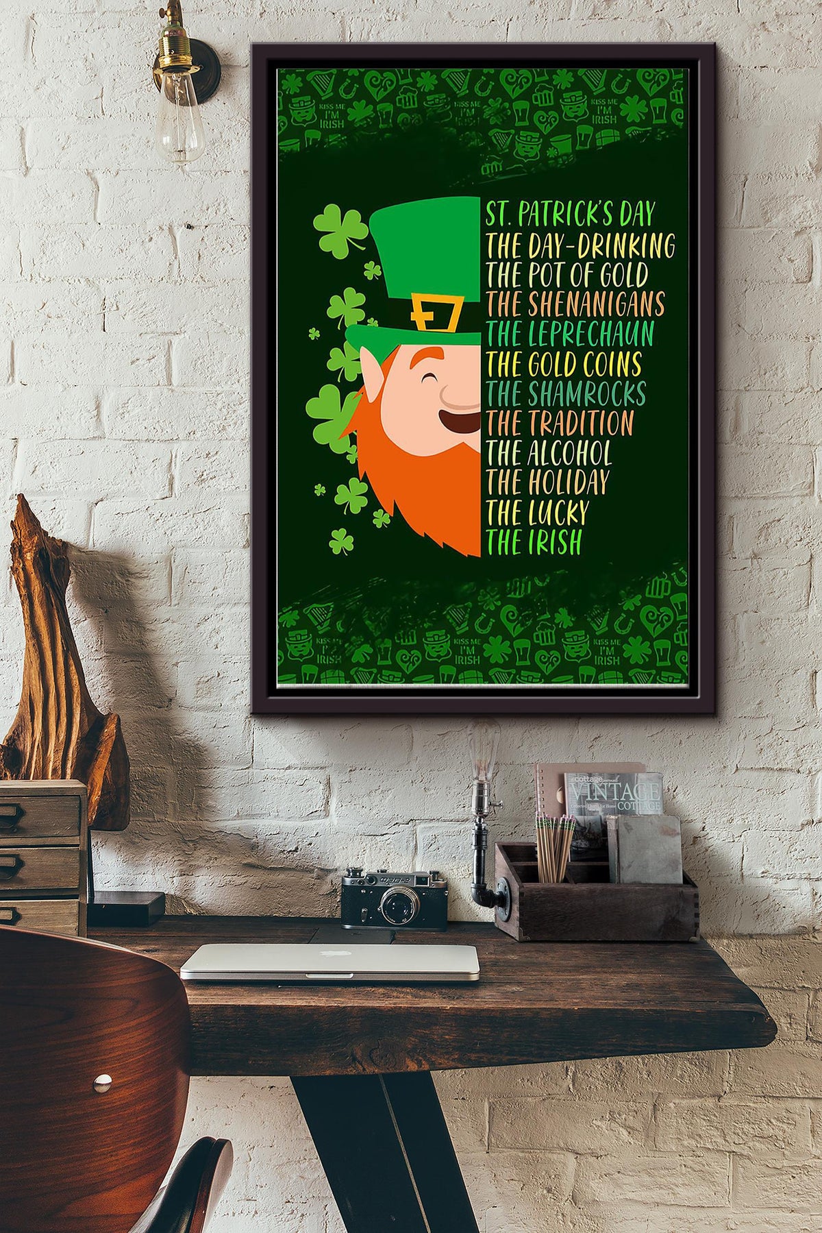 St.Patricks Day The Holiday Of The Irish Poster Framed Matte Canvas