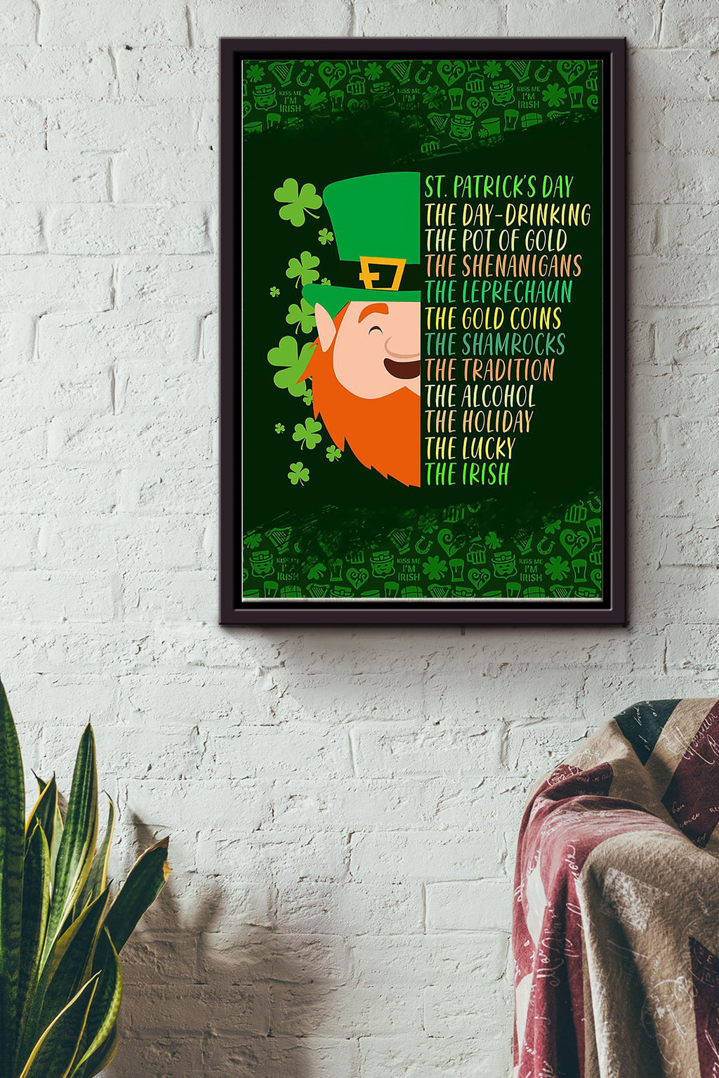 St.Patricks Day The Holiday Of The Irish Poster Framed Matte Canvas