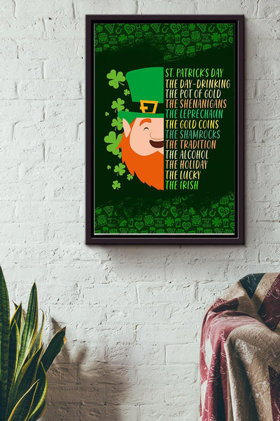 St.Patricks Day The Holiday Of The Irish Poster Framed Matte Canvas