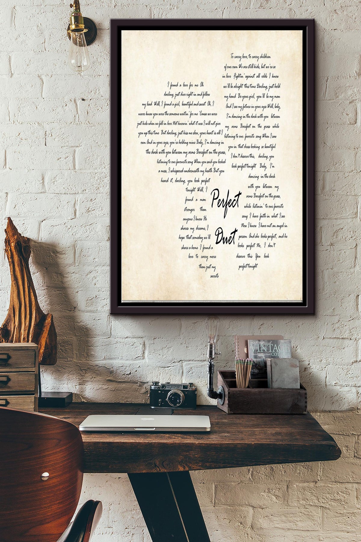 Perfect Duet Poster - Love Wall Art - Gift For Lovers Boyfriend Girlfriend Soulmate Wife Spouse Sweetheart Sweetie Home Decor Edsheeran Fan Beyonce Fan Framed Matte Canvas Framed Prints, Canvas