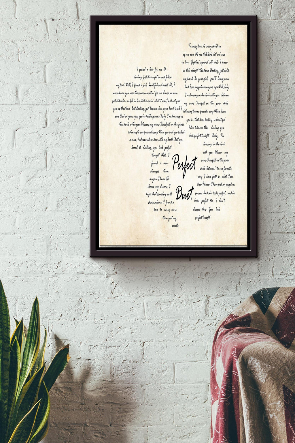Perfect Duet Poster - Love Wall Art - Gift For Lovers Boyfriend Girlfriend Soulmate Wife Spouse Sweetheart Sweetie Home Decor Edsheeran Fan Beyonce Fan Framed Matte Canvas Framed Prints, Canvas
