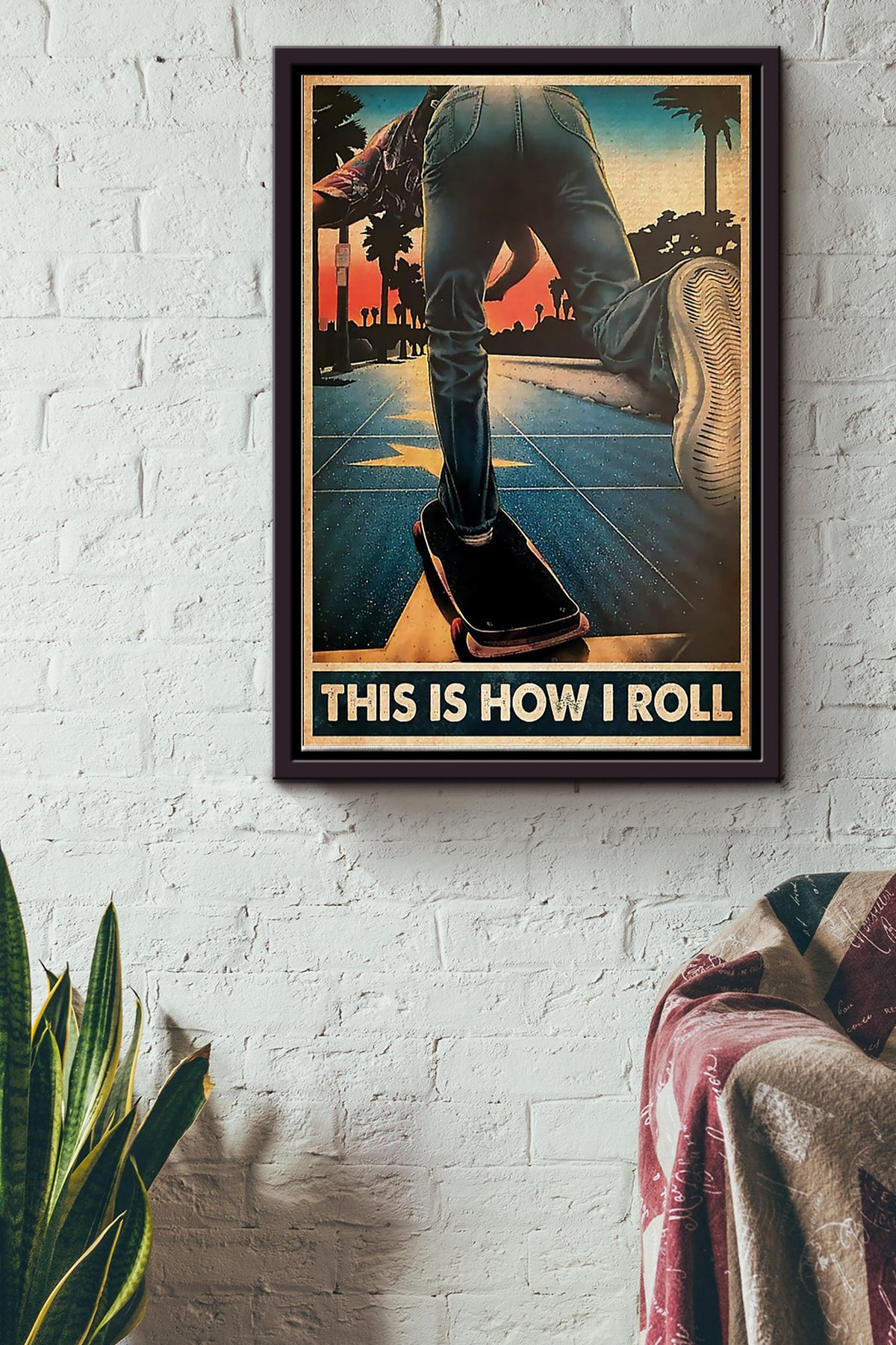 This I How I Roll Skateboarding Poster Framed Matte Canvas
