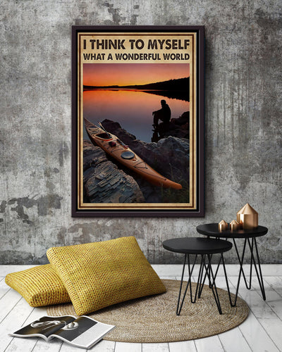 Rowing I Think To Myself What A Wonderful World Wall Art For Rowing Lover Beach House Decor Birthday Gift Framed Matte Canvas Framed Prints, Canvas